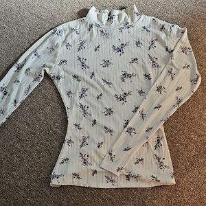 Floral Print Women's Top - White and Purple